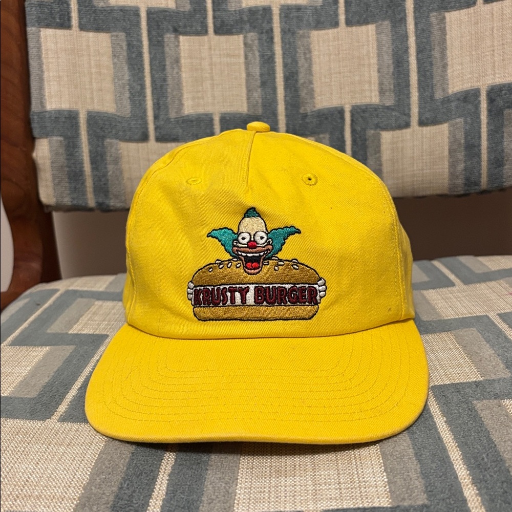 Vans x The Simpsons Krusty Burger SnapBack Hat Cap Yellow Rare Limited Edition